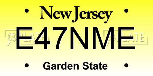 E47NME New Jersey License Plate