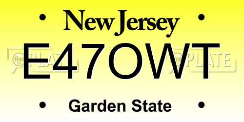 E47OWT New Jersey License Plate