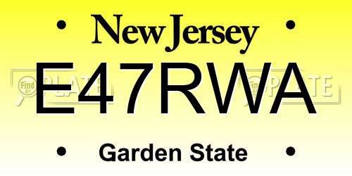 E47RWA New Jersey License Plate