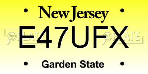 E47UFX New Jersey License Plate
