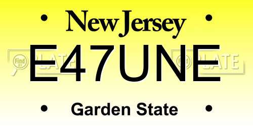 E47UNE New Jersey License Plate
