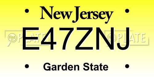 E47ZNJ New Jersey License Plate