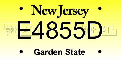 E4855D New Jersey License Plate