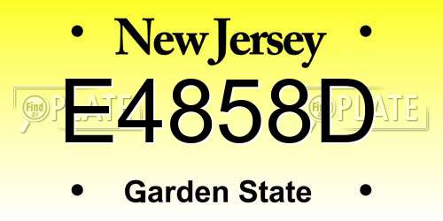 E4858D New Jersey License Plate