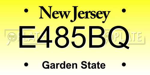 E485BQ New Jersey License Plate