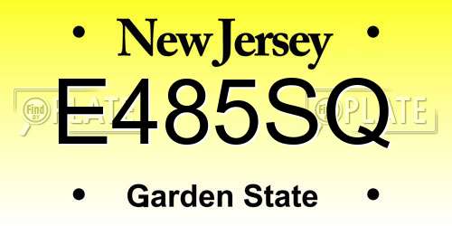 E485SQ New Jersey License Plate