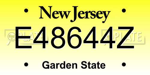 E48644Z New Jersey License Plate
