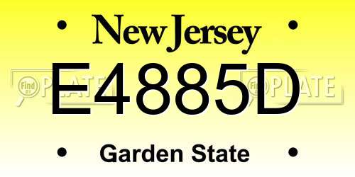 E4885D New Jersey License Plate