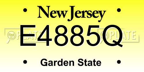 E4885Q New Jersey License Plate