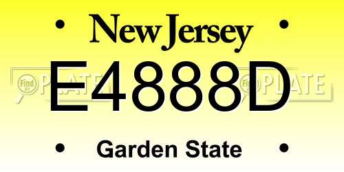 E4888D New Jersey License Plate