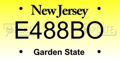E488BO New Jersey License Plate