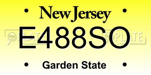 E488SO New Jersey License Plate