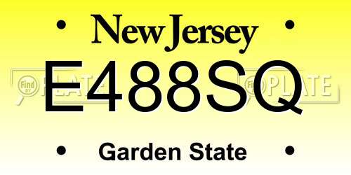 E488SQ New Jersey License Plate