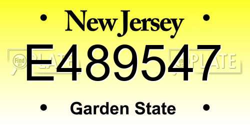 E489547 New Jersey License Plate