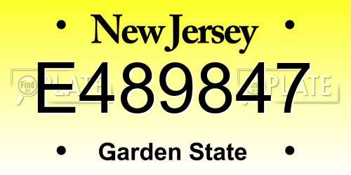 E489847 New Jersey License Plate