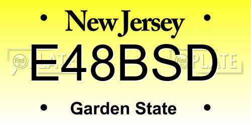 E48BSD New Jersey License Plate