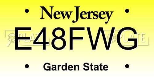 E48FWG New Jersey License Plate