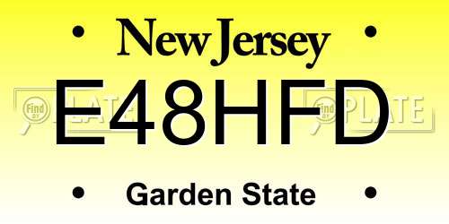 E48HFD New Jersey License Plate
