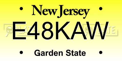 E48KAW New Jersey License Plate