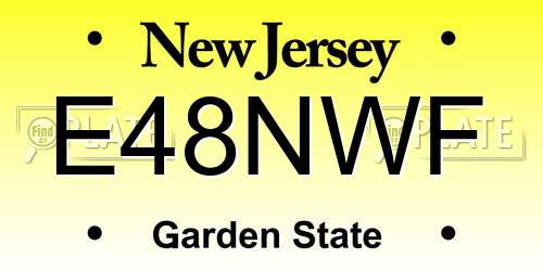 E48NWF New Jersey License Plate