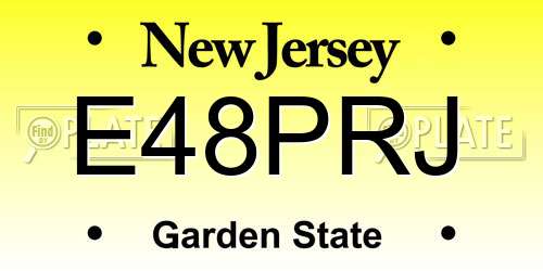 E48PRJ New Jersey License Plate