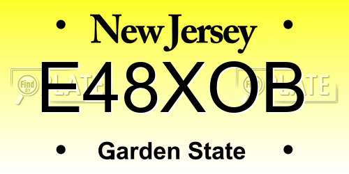 E48XOB New Jersey License Plate