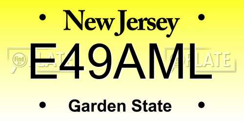 E49AML New Jersey License Plate
