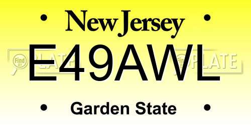 E49AWL New Jersey License Plate