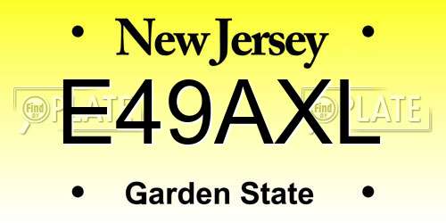 E49AXL New Jersey License Plate
