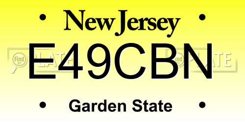 E49CBN New Jersey License Plate