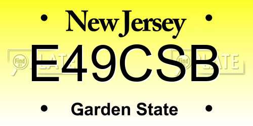 E49CSB New Jersey License Plate