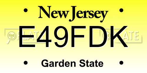 E49FDK New Jersey License Plate