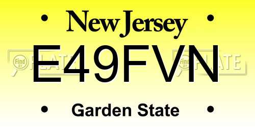 E49FVN New Jersey License Plate