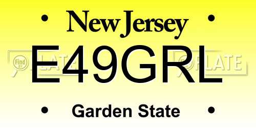 E49GRL New Jersey License Plate