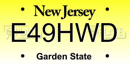 E49HWD New Jersey License Plate