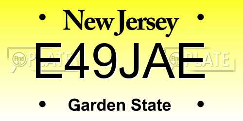 E49JAE New Jersey License Plate