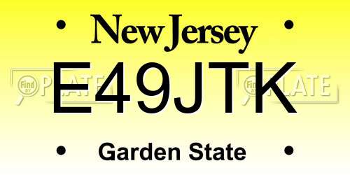 E49JTK New Jersey License Plate