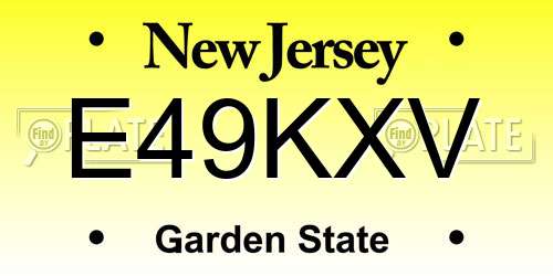 E49KXV New Jersey License Plate