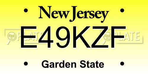 E49KZF New Jersey License Plate