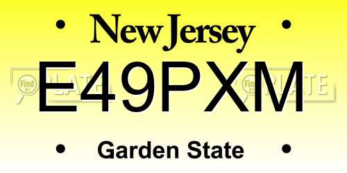 E49PXM New Jersey License Plate