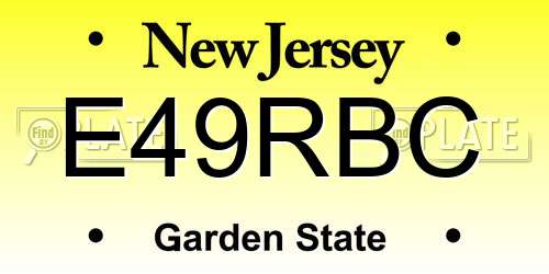 E49RBC New Jersey License Plate