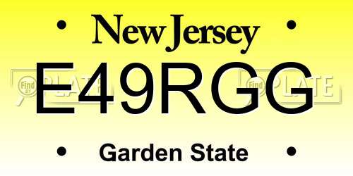 E49RGG New Jersey License Plate