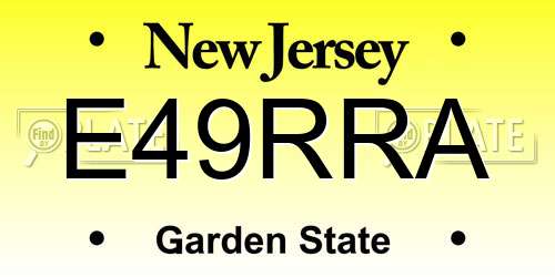 E49RRA New Jersey License Plate
