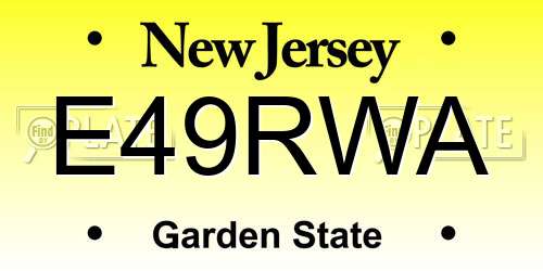 E49RWA New Jersey License Plate