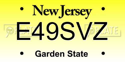E49SVZ New Jersey License Plate