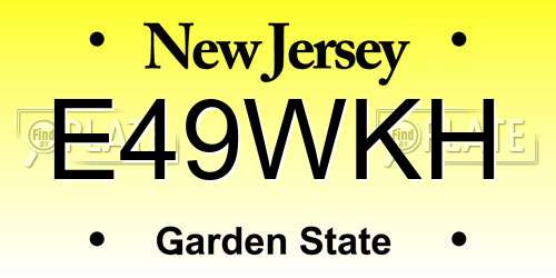 E49WKH New Jersey License Plate