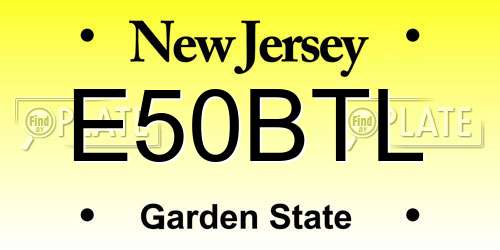 E50BTL New Jersey License Plate