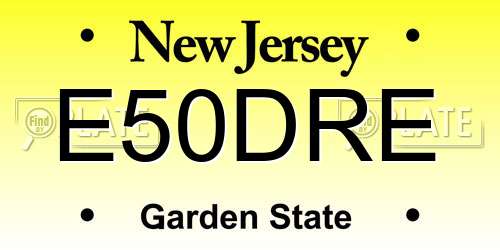 E50DRE New Jersey License Plate