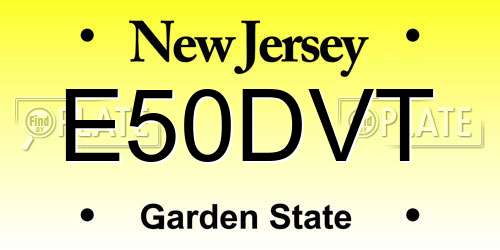 E50DVT New Jersey License Plate
