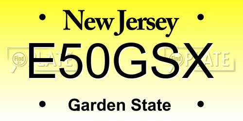 E50GSX New Jersey License Plate